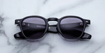 jacques marie mage zephirin47 hudson eckige sonnenbrille in schwarz mit violetten gläsern