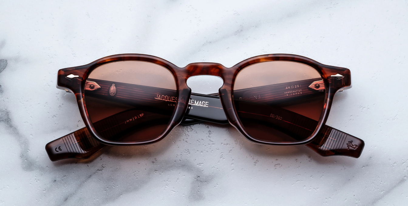 jacques marie mage zephirin bourbon eckige sonnenbrille in havana mit braunen gläsern