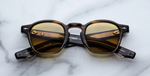 jacques marie mage zephirin hazel eckige sonnenbrille in havana mit gelben gläsern