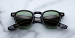 jacques marie mage zephirin vendom eckige sonnenbrille in schwarz mit grünen gläsern