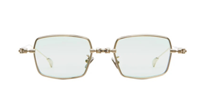kuboraum H69 LG eckige Titansonnenbrille in gold mit hellgrpnen gläsern
