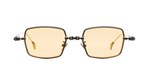 kuboraum h69 rh eckige titansonnenbrille in gunmetal mit hell orangenen gläsern
