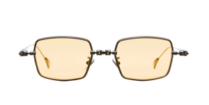 kuboraum h69 rh eckige titansonnenbrille in gunmetal mit hell orangenen gläsern