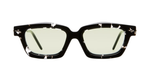 kuboraum P25 WHM eckige sonnenbrille in transparenten havana mit hellgrünen gläsern
