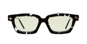kuboraum P25 WHM eckige sonnenbrille in transparenten havana mit hellgrünen gläsern