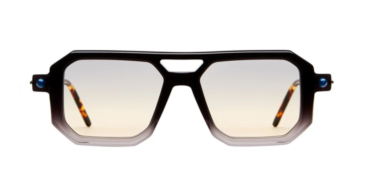 kuboraum P8 BkG eckige sonnenbrille aus acetat in schwarz verlauf mit grau-gelben verlaufsgläsern
