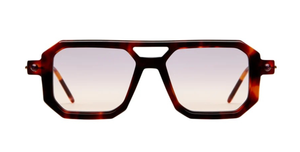 kuboraum P8 HAP eckige sonnenbrille aus acetat in havana mit violet-gelben verlaufsgläsern
