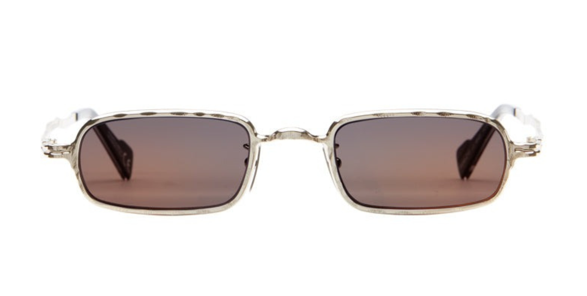 kuboraum Z18 LG eckige sonnenbrille aus metall in gold mit grau verspiegelten gläsern
