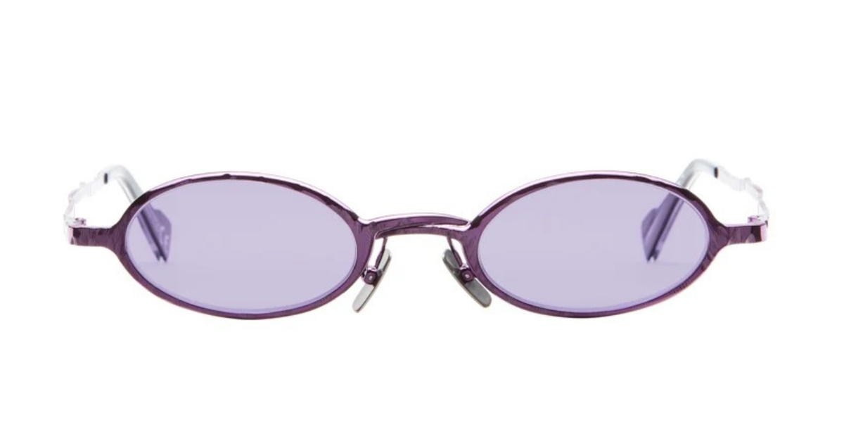 kuboraum Z24 FX ovale sonnenbrille aus metall in violett mit violetten hellen gläsern