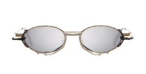 kuboraum Z70 GSB ovale sonnenbrille in gold, silber und schwarz mit grauen verpsiegelten gläsern