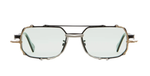 kuboraum Z71 BSG eckige sonnenbrille in chwarz, gold und silber mit hellgrünen gläsern