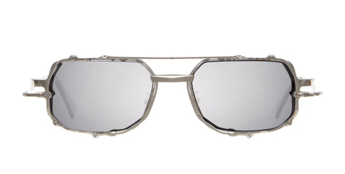 kuboraum Z71 SL eckige sonnenbrille in silber und matt silber mit grauen verpspiegelten gläsern