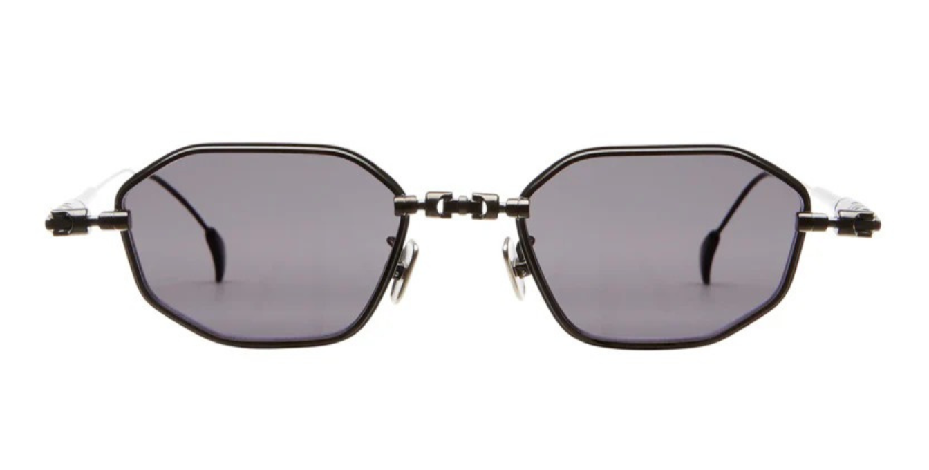kuboraum h66 rh eckige sonnenbrille aus titan in gunmetal und grauen gläsern