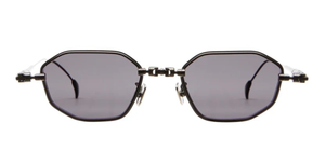 kuboraum h66 rh eckige sonnenbrille aus titan in gunmetal und grauen gläsern