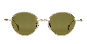 kuboraum h67 gd pantoförmige sonnenbrille aus titan in gold mit grünen gläsern