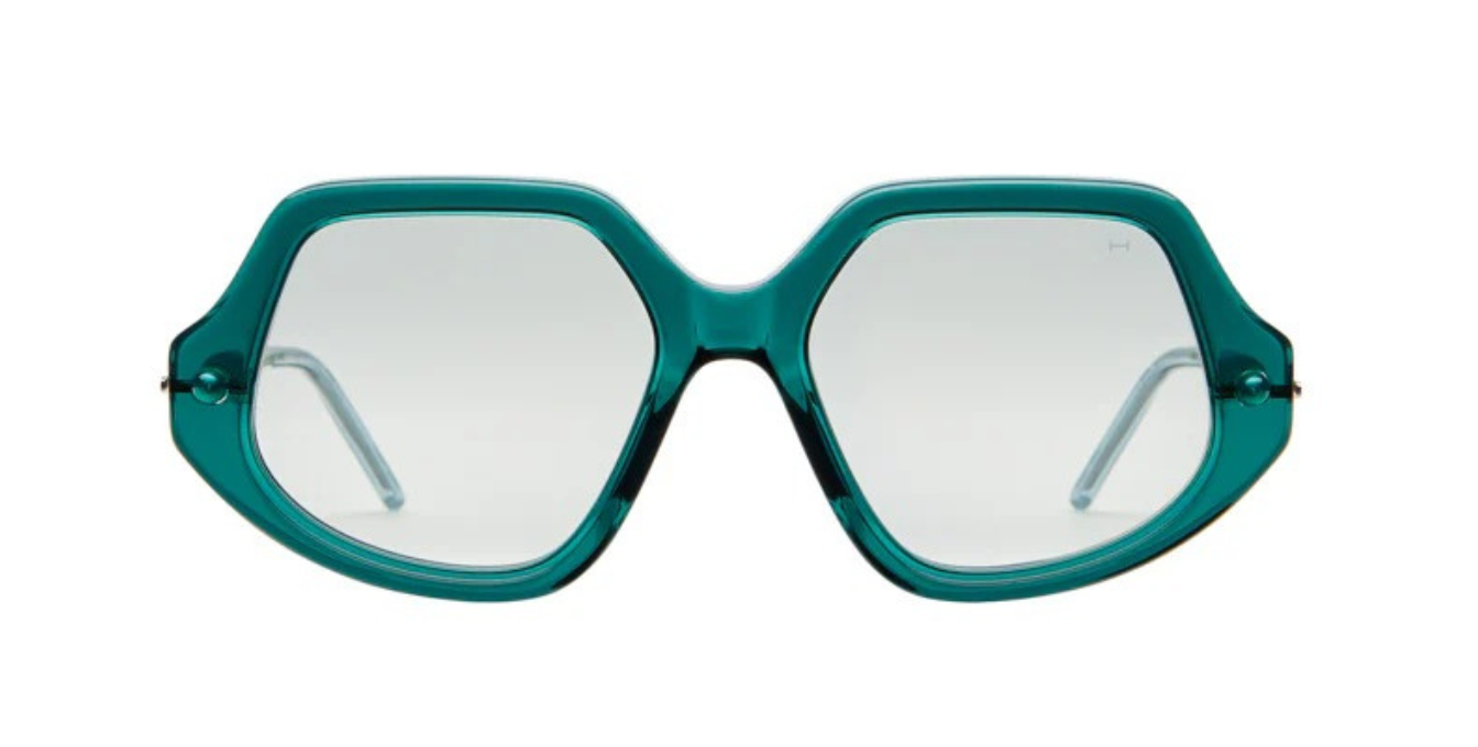 kuboraum p20 hb eckige sonnenbrille in grün mit hellgrauen gläsern