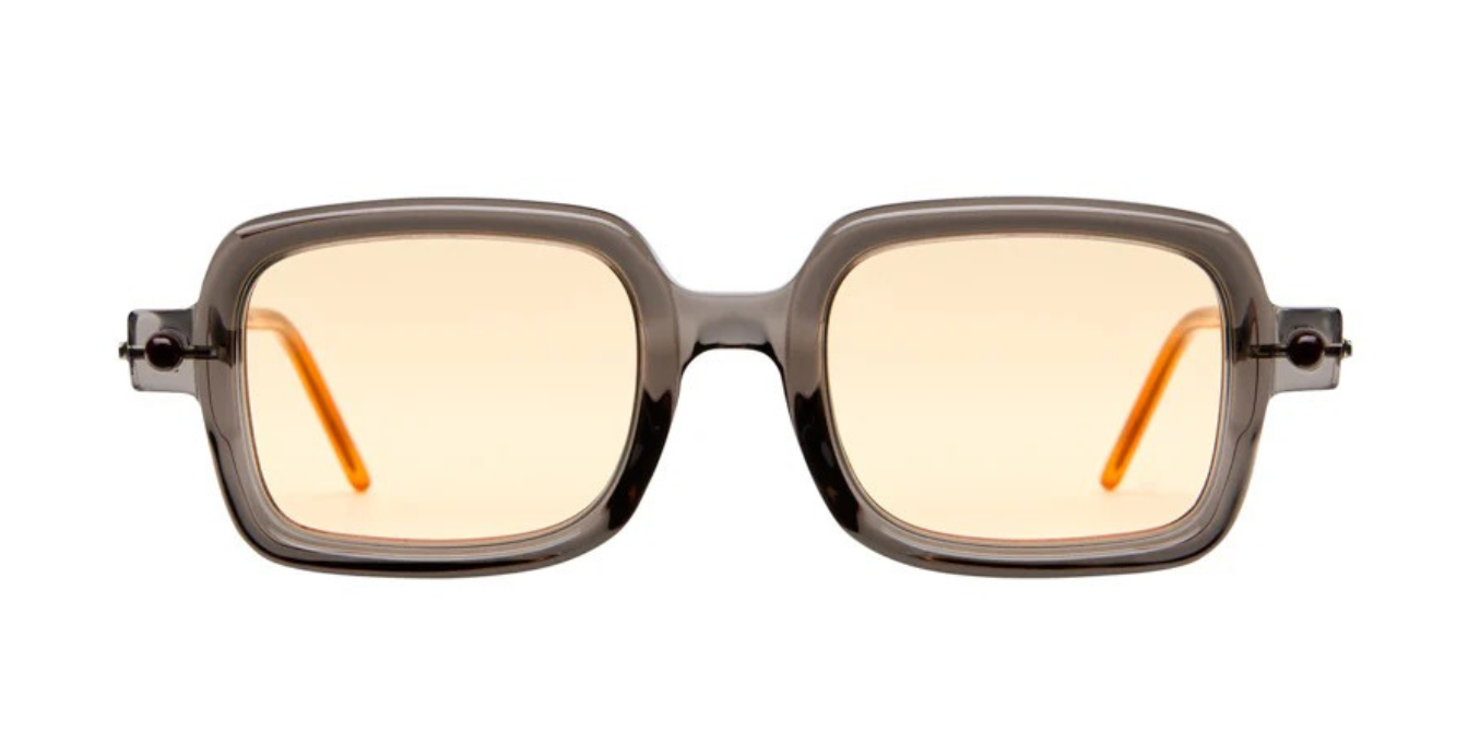 kuboraum p2 gry eckige sonnenbrille in grau mit orangenen gläsern