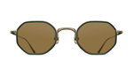 matsuda M3086-I AntiqueGold-BottleGreen eckige sonnenbrille aus titan und acetat in gold und grün mit braunen gläsern
