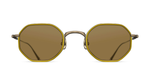 matsuda M3086-I_AntiqueGold-Yellow eckige sonnenbrille aus titan und acetat in gold und gelb mit braunen gläsern
