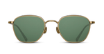 Matsuda M3101_Antique Gold - Dark Brown eckige Sonnenbrille aus Titan in gold mit grünen Gläsern