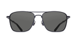 matsuda M3135_Matte Black aviator sonnenbrille aus titan in schwarz mit grauen gläsern