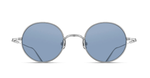 matusda m3168 brushed silver runde sonnenbrille aus titan in silber mit blauen gläsern