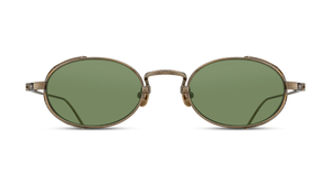 matsuda M 3169 antique gold ovale sonnenbrille aus titan in gold mit grünen gläsern
