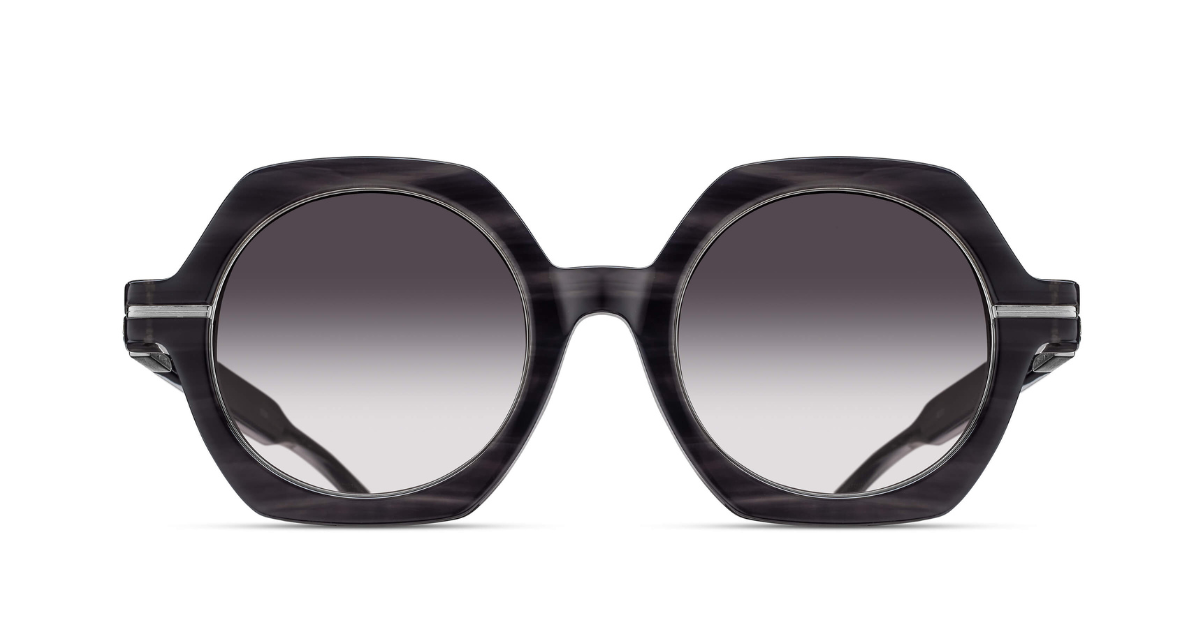 matsuda m2072 black stripe brushed silver eckige sonnenbrille in schwarz grau mit grauen verlaufsgläser