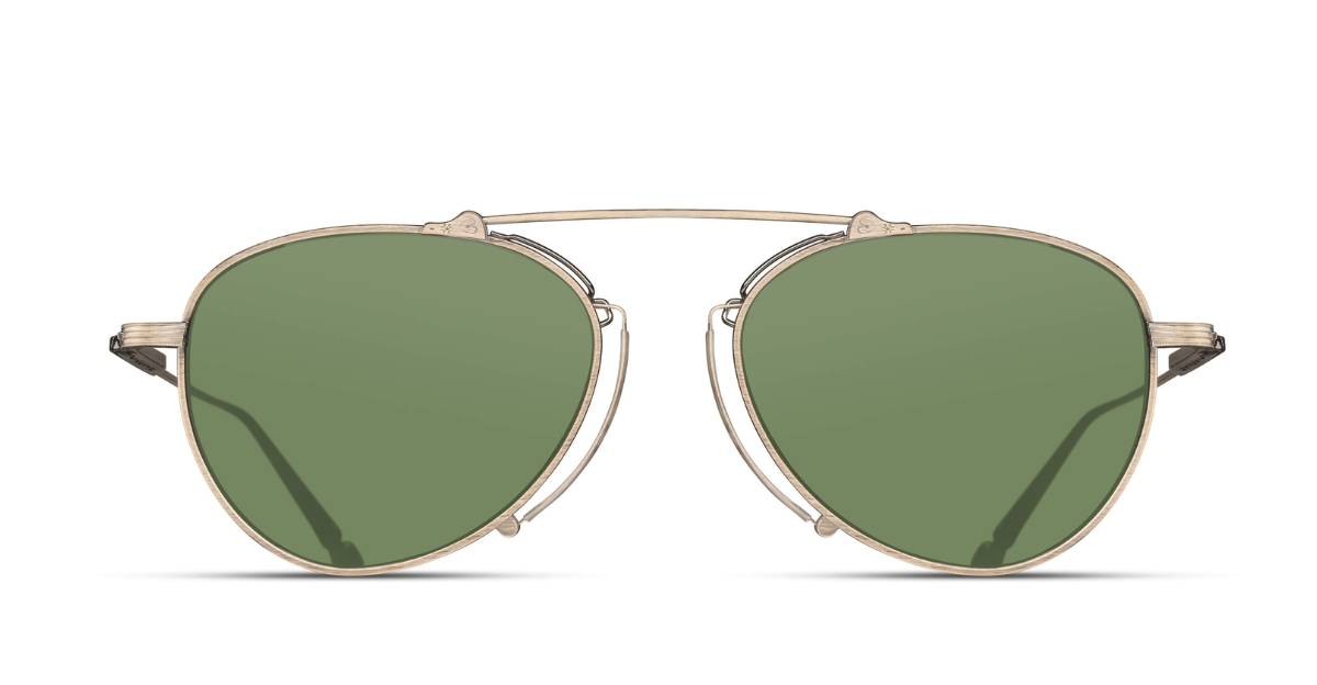 matsuda m3130 antique gold aviator sonnenbrille in antique gold mit grünen gläsern