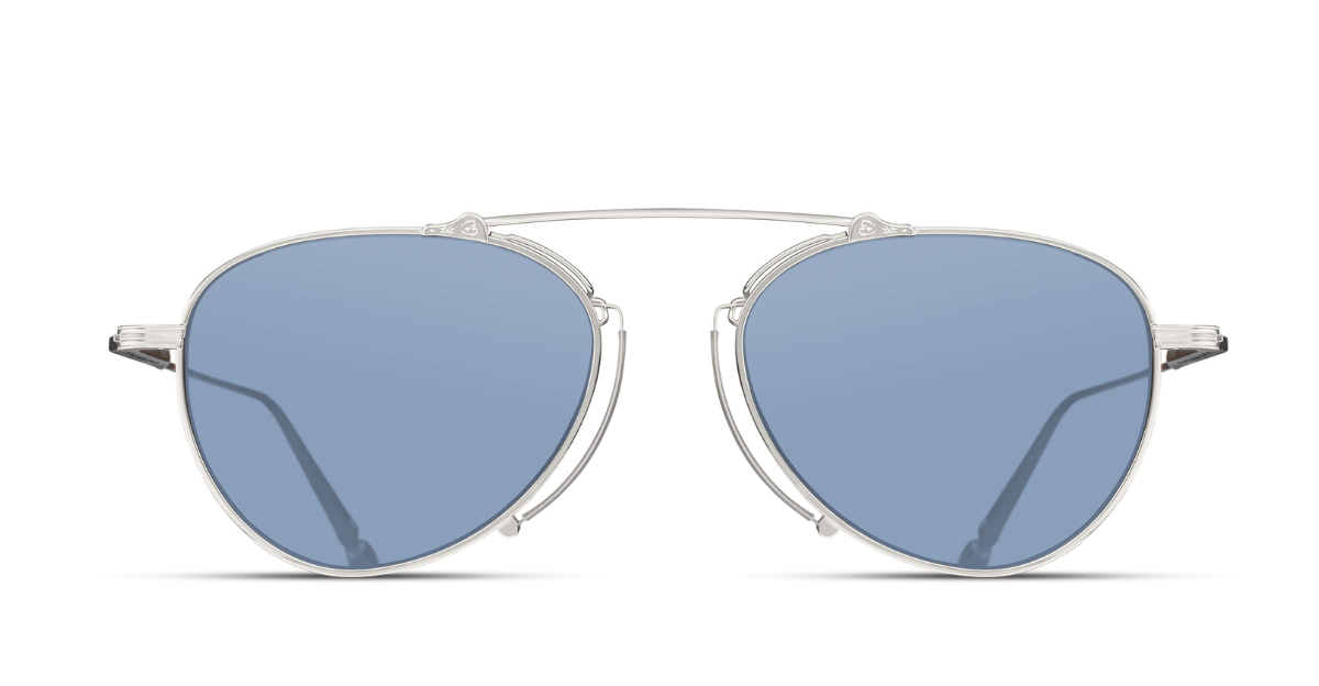 Matsuda m3130 palladiium white aviator sonnenbrille in silber mit blauen gläsern