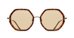 matsuda m3162 antique gold- dark tortoise eckige sonnenbrille in gold und havana mit braunen gläsern