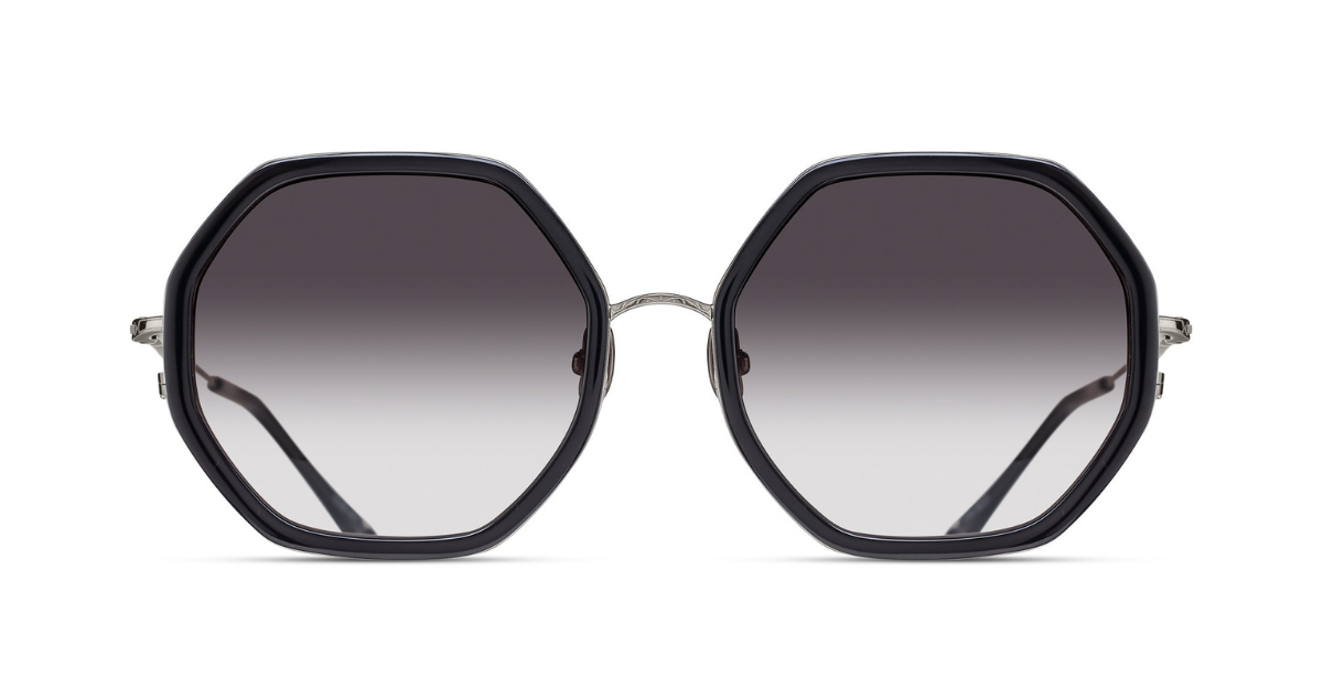 Matsuda M3162 Palladium White-Black exkige Sonnenbrille in Silber und Schwarz mit grauen Verlaufsgläser
