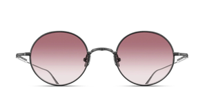 matsuda m3168 matte black runde sonnenbrille aus titan in schwarz mit rosa verlaufenden gläsern