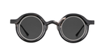 rigards  RG1062_UniBlack_White runde sonnenbrille aus horn und titan in schwarz weiß mit grauen gläsern