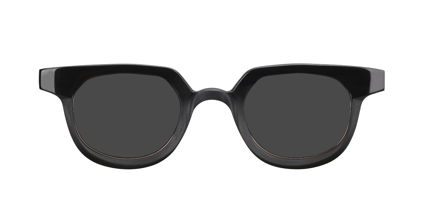 Rigards RG1073 Black eckige Sonnenbrille aus Horn in schwarz mit grauen Gläsern