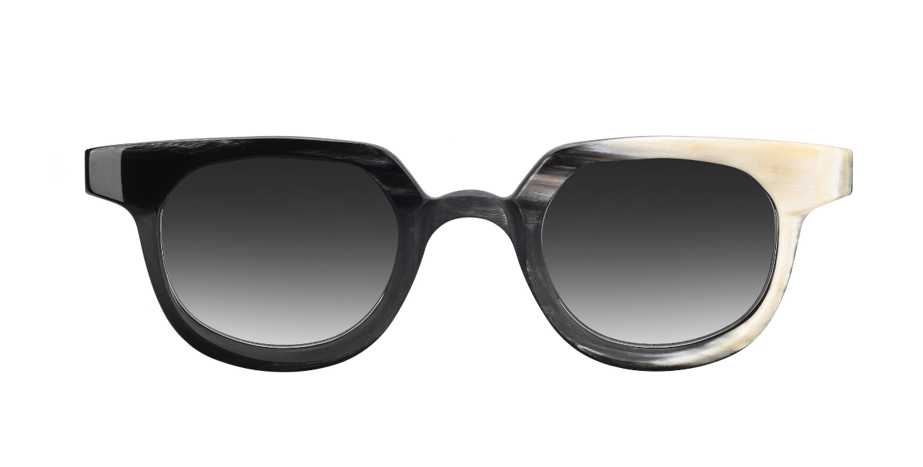 rigards RG1073 | Black&White Hammered eckige sonnenbrille aus horn in schwaru weiß gemustert mit grauen verlaufsgläsern