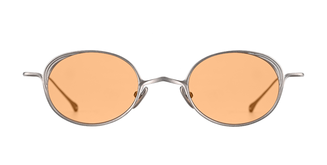 rigards RG1076TI | Antique Titanium ovale sonnenbrille aus titan in silber mit orangenen gläsern