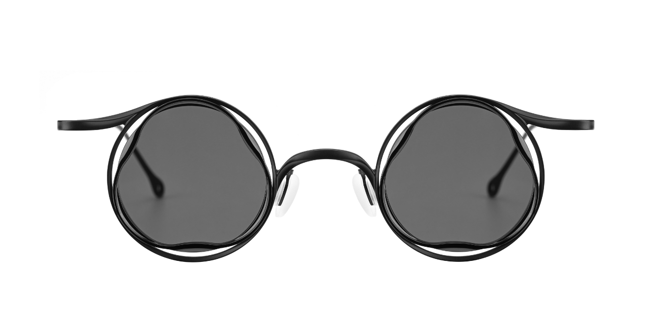 Rigards RG1078TI black runde Sonnenbrille aus Titan in schwarz mit grauen gläsern