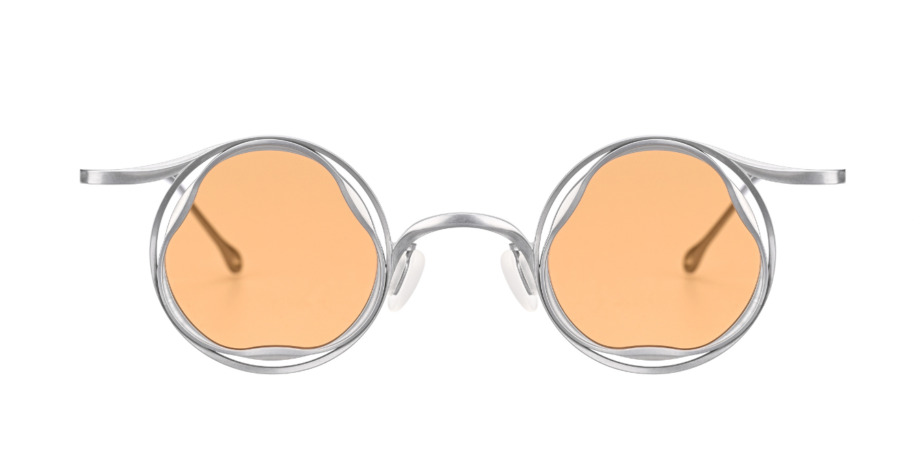 rigards RG1078TI | Polished Silver runde sonnenbrille in silber mit orangenen gläsern