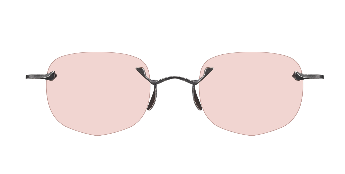 Rigards RG1081AG_Antique Black randlose eckige sonnenbrille in schwarz mit rosanen gläsern