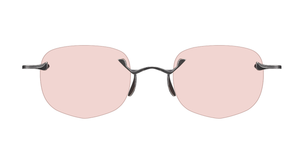 Rigards RG1081AG_Antique Black randlose eckige sonnenbrille in schwarz mit rosanen gläsern