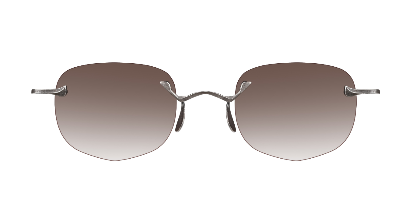 rigardsRG1081AG | Antique Silver randlose eckige sonnenbrille in silber mit braunen verlaufsgläsern
