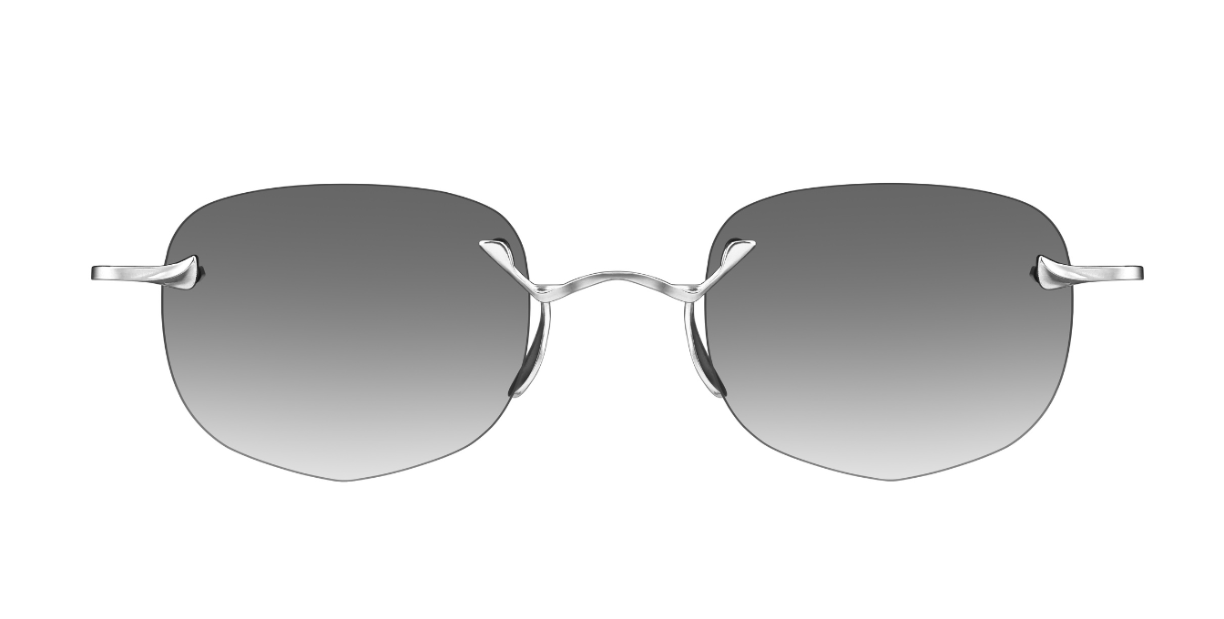 Rigards RG1081AG | Polished Sterling randlose eckige sonnnebrille in silber mit grauen verlaufsgläsern