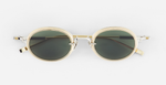 sato Acamar II | P/LG-1 ovale sonnenbrille aus titan in platinum um gold mit grau grünen gläsern
