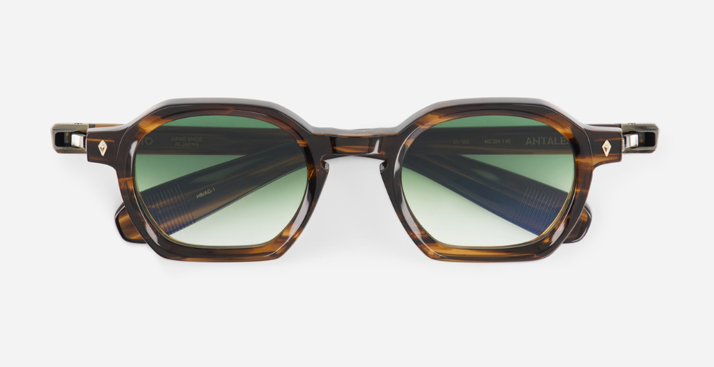 Sato Antales | HB/AG-1 eckige sonnenbrille in havana mit grünen verlaufsgläsern