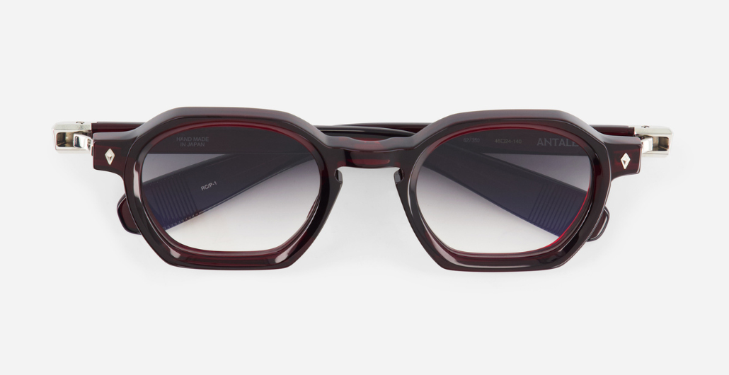 sato antales rc/p-1 eckige sonnenbrille in bordeaux mit grauen verlaufsgläsern