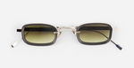 sato canicula p/b-1 rechteckige sonnenbrille aus titan in platinum und matt schwarz mit grünen verlaufsgläsern