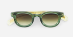 sato Gienna SP-1 pantoförmige sonnenbrille aus acetat in grün mit olive farbenen verlaufsgläsern