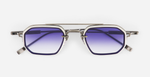 sato kursa as/p-1 rechteckige sonnenbrille mit doppelsteg aus titan in silber mit blauen verlaufsgläsern
