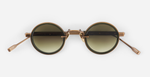 sato naos ab/o-1 ovale sonnenbrille aus titan und acetat in bronze und olive mit grün verlaufenden gläsern